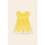 Mayoral rumena barva - rumena. Obleka za dojenčke iz kolekcije Mayoral. Nabran model izdelan iz materiala z nalepko. Izjemno zračen, udoben material.