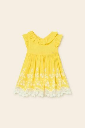 Mayoral rumena barva - rumena. Obleka za dojenčke iz kolekcije Mayoral. Nabran model izdelan iz materiala z nalepko. Izjemno zračen