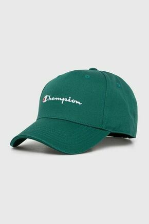 Bombažna bejzbolska kapa Champion zelena barva - zelena. Kapa s šiltom vrste baseball iz kolekcije Champion. Model izdelan iz tkanine z nalepko.