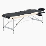 vidaXL 3-conska zložljiva masažna miza aluminij črne in bež barve