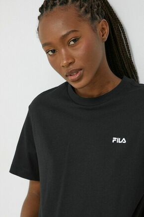Bombažna kratka majica Fila črna barva - črna. Kratka majica iz kolekcije Fila. Model izdelan iz udobne pletenine.