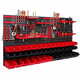 botle Delavniški panel za orodja 156 x 78 cm z 43 kos Škatla viseče Rdeča in Črna škatle plastika