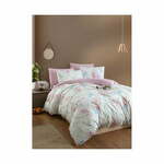 Bela/rožnata podaljšana posteljnina za zakonsko posteljo z rjuho 200x220 cm Leaves – Mila Home