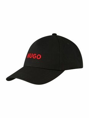 Bombažna bejzbolska kapa HUGO črna barva - črna. Kapa s šiltom vrste baseball iz kolekcije HUGO. Model izdelan iz bombažne tkanine.