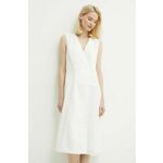 Obleka Dkny bela barva, DD4A1519 - bela. Obleka iz kolekcije Dkny. Model izdelan iz enobarvne tkanine. Zaradi vsebnosti poliestra je tkanina bolj odporna na gubanje.