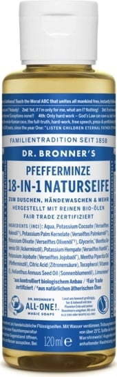 "Dr. Bronner's 18v1 naravno milo s poprovo meto - 120 ml"