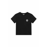 Otroška bombažna kratka majica Karl Lagerfeld črna barva - črna. Otroške kratka majica iz kolekcije Karl Lagerfeld. Model izdelan iz tanke, rahlo elastične pletenine.