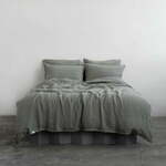 Kaki zelena lanena posteljnina za zakonsko posteljo 200x200 cm – Linen Tales
