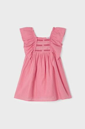 Otroška obleka Mayoral roza barva - roza. Otroška Obleka iz kolekcije Mayoral. Nabran model izdelan iz tkanine.