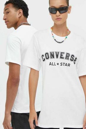 Bombažna kratka majica Converse bela barva - bela. Kratka majica iz kolekcije Converse