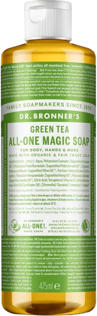 "Dr. Bronner's 18in1 naravno milo z zelenim čajem - 475 ml"