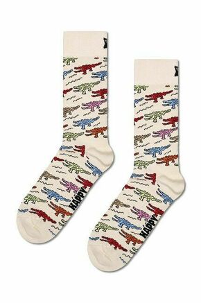 Nogavice Happy Socks Crocodile Sock bež barva - bež. Nogavice iz kolekcije Happy Socks. Model izdelan iz elastičnega