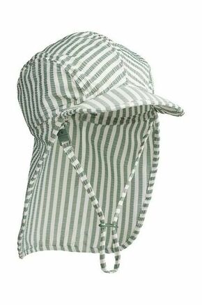 Otroška kapa Liewood Lusio Seersucker Sun Hat turkizna barva - turkizna. Otroška kapa iz kolekcije Liewood. Model izdelan iz vzorčaste tkanine. Material ščiti pred škodljivimi žarki UVA in UVB.