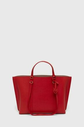 Usnjena torbica Pinko rdeča barva - rdeča. Velika torbica iz kolekcije Pinko. Model na zapenjanje