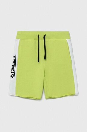 Otroške bombažne kratke hlače Sisley zelena barva - zelena. Otroški kratke hlače iz kolekcije Sisley. Model izdelan iz tanke