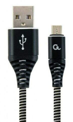 GEMBIRD CC-USB2B-AMmBM-1M-BW Premium bombažno pleten Micro-USB polnilni in podatkovni kabel 1 m črno/bel