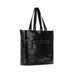 Torbica Tous črna barva - črna. Velika torbica iz kolekcije Tous. Model na zapenjanje, izdelan iz ekološkega usnja.