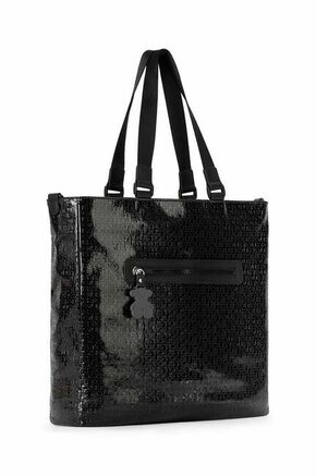 Torbica Tous črna barva - črna. Velika torbica iz kolekcije Tous. Model na zapenjanje