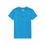 Otroška bombažna kratka majica Tommy Hilfiger - modra. Otroške kratka majica iz kolekcije Tommy Hilfiger. Model izdelan iz tanke, elastične pletenine. Izjemno udoben material.