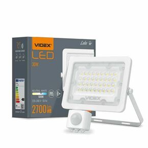 VIDEX LED reflektor Luca 30W s senzorjem gibanja 2700lm 5000K IP65 bel
