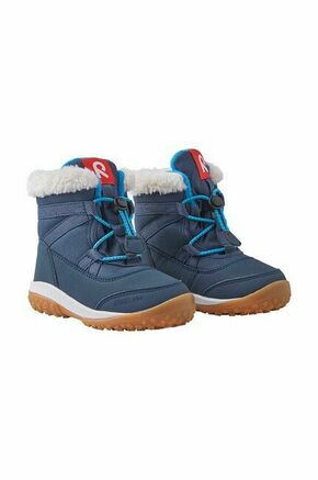 Otroški zimski škornji Reima mornarsko modra barva - mornarsko modra. Zimski čevlji iz kolekcije Reima. Podloženi model izdelan iz kombinacije ekološkega usnja in tekstilnega materiala.