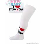 za nekaj evrov Bombažne nogavice bele barve I Love Mum and Dad