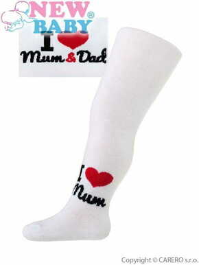 Za nekaj evrov Bombažne nogavice bele barve I Love Mum and Dad