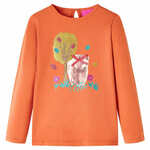 vidaXL Otroška majica z dolgimi rokavi potisk medveda žgano oranžna 92