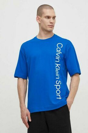 Bombažna kratka majica Calvin Klein Performance moški - modra. Kratka majica iz kolekcije Calvin Klein Performance