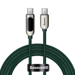 BASEUS USB Type C - USB Type C 100W (20V / 5A) Power Delivery kabel z merilnikom moči na zaslonu 2m zelen (CATSK-C06)
