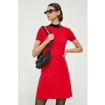 Obleka HUGO rdeča barva - rdeča. Obleka iz kolekcije HUGO. Model izdelan iz elastične pletenine. Model iz izjemno udobne tkanine z visoko vsebnostjo viskoze.