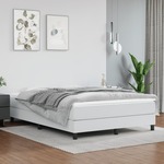 vidaXL Box spring postelja z vzmetnico bel 140x190 cm umetno usnje
