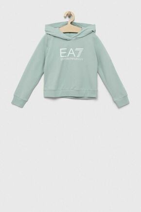 Otroški pulover EA7 Emporio Armani turkizna barva