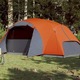 Vidaxl Šotor za kampiranje za 8 oseb siv in oranžen vodoodporen