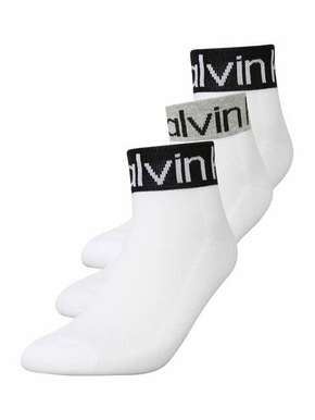 Calvin Klein nogavice (3-pack) - bela. Dolge nogavice iz zbirke Calvin Klein. Model iz elastičnega