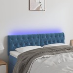 Greatstore LED posteljno vzglavje temno modro 160x7x78/88 cm žamet