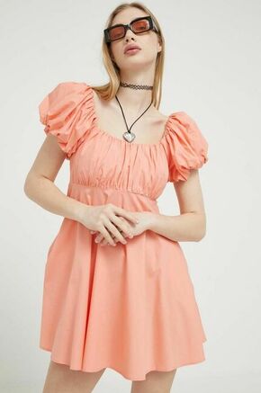 Obleka Abercrombie &amp; Fitch oranžna barva - oranžna. Obleka iz kolekcije Abercrombie &amp; Fitch. Model izdelan iz enobarvne tkanine. Model iz izjemno udobne