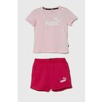 Otroški komplet Puma Logo Tee &amp; Shorts Set roza barva - roza. Otroški komplet iz kolekcije Puma, izdelan iz materiala s potiskom. Model iz izjemno udobne tkanine z visoko vsebnostjo bombaža.