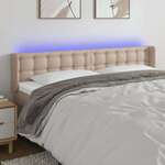 Greatstore LED posteljno vzglavje kapučino 203x16x78/88 cm umetno usnje