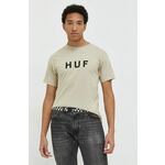 Bombažna kratka majica HUF bež barva - bež. Lahkotna kratka majica iz kolekcije HUF. Model izdelan iz tanke, elastične pletenine.
