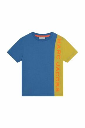 Otroška bombažna kratka majica Marc Jacobs - modra. Otroške kratka majica iz kolekcije Marc Jacobs. Model izdelan iz tanke