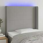 vidaXL LED posteljno vzglavje svetlo sivo 93x16x118/128 cm blago