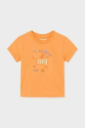 Otroška bombažna majica Mayoral oranžna barva - oranžna. Kratka majica za dojenčka iz kolekcije Mayoral. Model izdelan iz udobne pletenine.