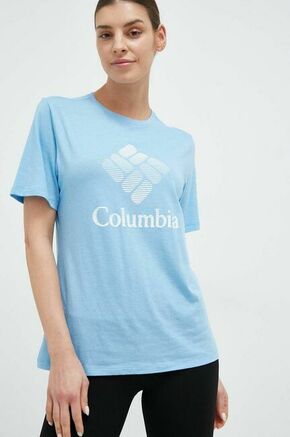 Kratka majica Columbia ženski - modra. Lahkotna kratka majica iz kolekcije Columbia. Model izdelan iz tanke
