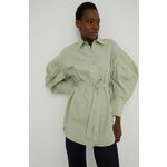 Bombažna srajca Answear Lab ženska, zelena barva - zelena. Srajca iz kolekcije Answear Lab, izdelana iz enobarvne tkanine. Model iz izjemno udobne bombažne tkanine.