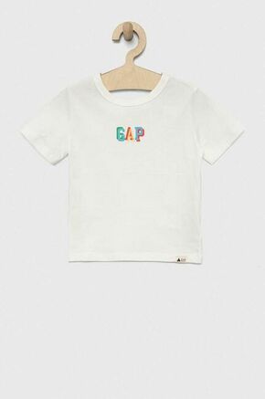 Otroška bombažna kratka majica GAP bela barva - bela. Otroške kratka majica iz kolekcije GAP. Model izdelan iz tanke