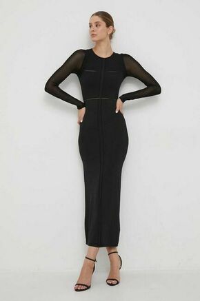 Obleka Calvin Klein črna barva - črna. Obleka iz kolekcije Calvin Klein. Model izdelan iz enobarvne pletenine. Zelo elastičen material zagotavlja popolno svobodo gibanja.