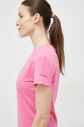 Športna kratka majica Columbia Sun Trek roza barva - roza. Športna kratka majica iz kolekcije Columbia. Model izdelan iz materiala