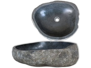 VIDAXL Umivalnik iz rečnega kamna ovalen 29-38 cm