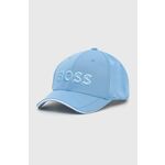 Kapa BOSS Boss Athleisure - modra. Kapa s šiltom vrste baseball iz kolekcije BOSS. Model izdelan iz tkanine z nalepko.